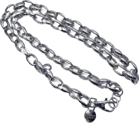 black & brown london Metallic Silver Chain Belt One Size