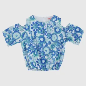 Blue Short-Sleeved Blouse