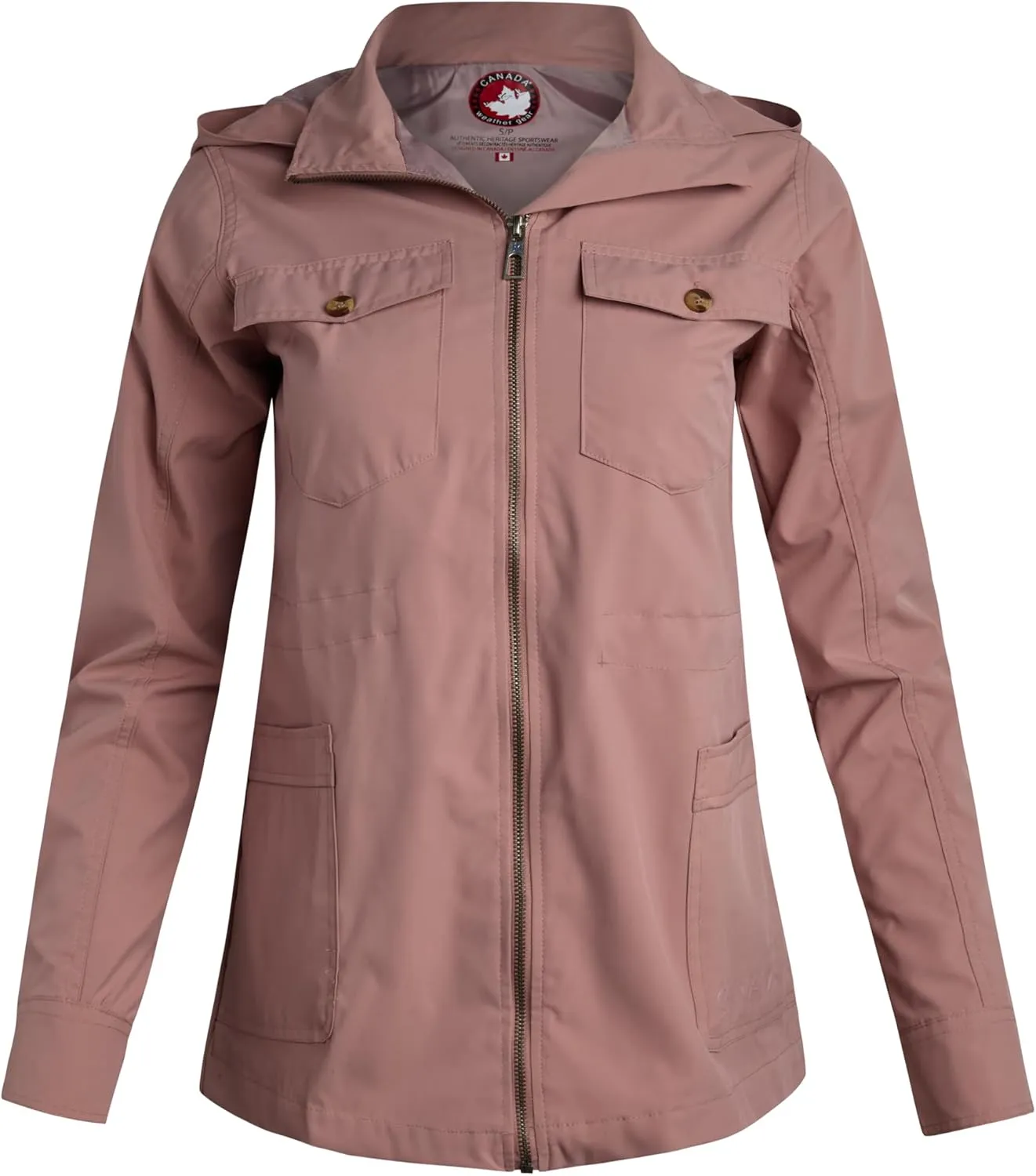 CANADA WEATHER GEAR Womens Utility Jacket - Long Sleeve Zip Up Hooded Safari Military Anorak Jackets for Women (Sizes: S-2XL)
