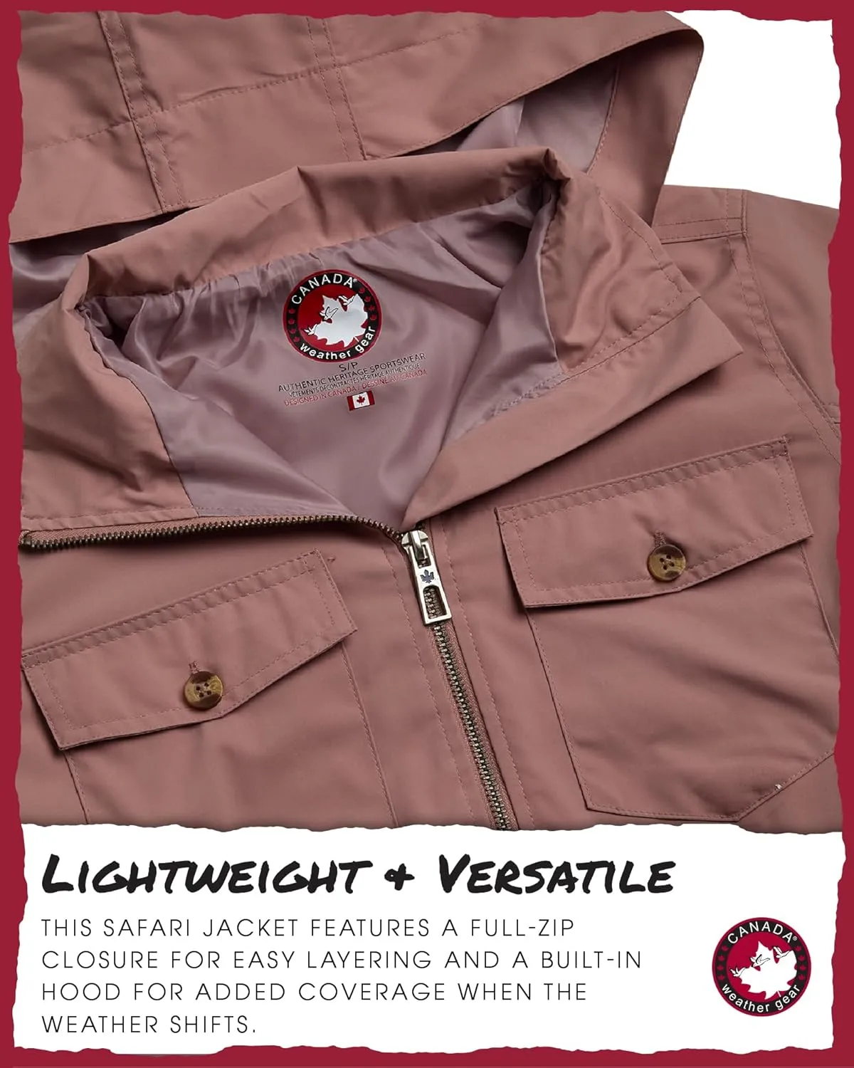 CANADA WEATHER GEAR Womens Utility Jacket - Long Sleeve Zip Up Hooded Safari Military Anorak Jackets for Women (Sizes: S-2XL)