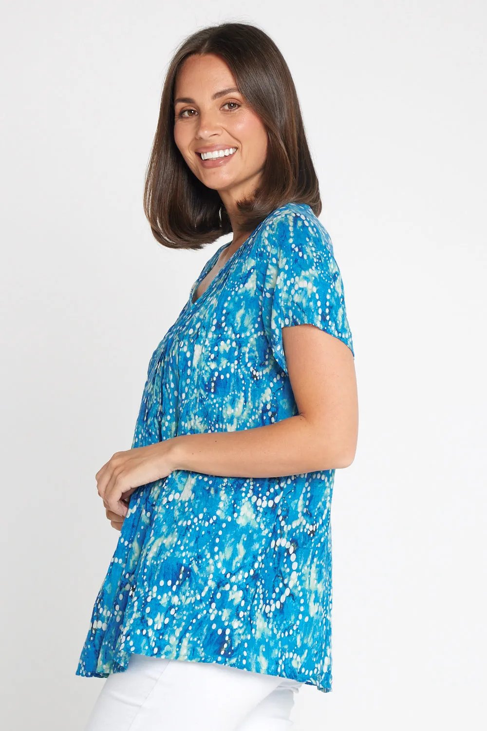 Carmody Cotton Top - Ocean Blue Bubbles