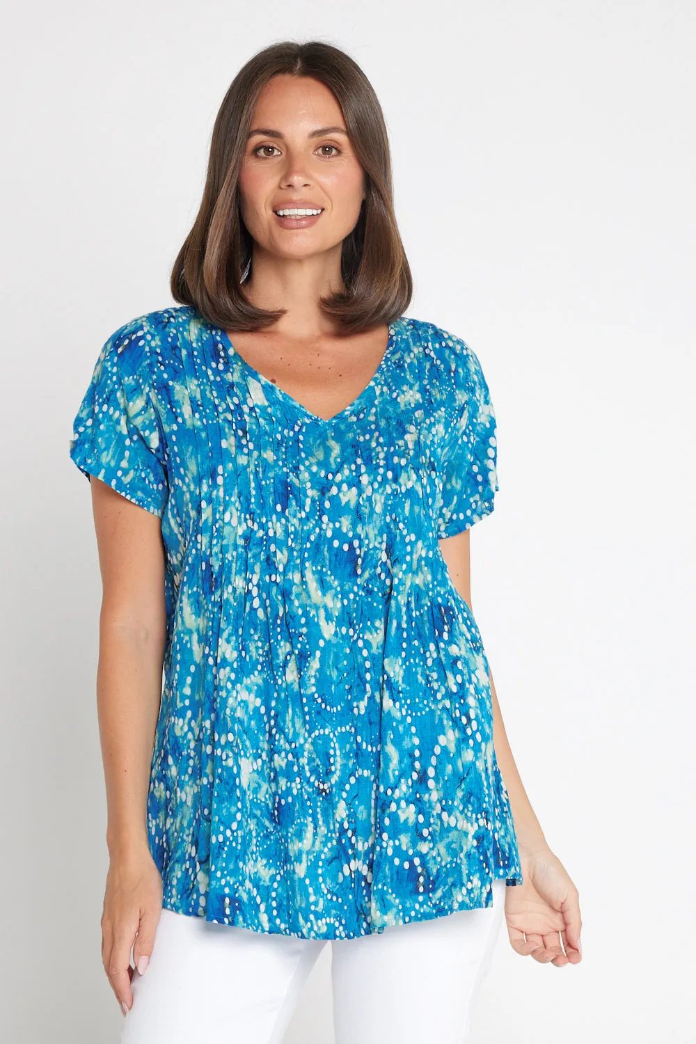 Carmody Cotton Top - Ocean Blue Bubbles