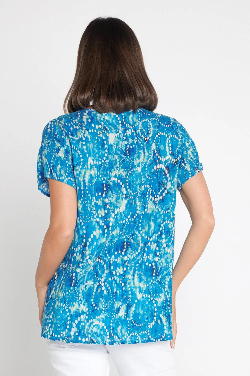Carmody Cotton Top - Ocean Blue Bubbles