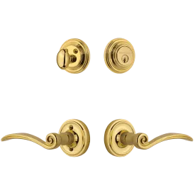 Classic Rosette Entry Set with Swan Lever in Polished Brass