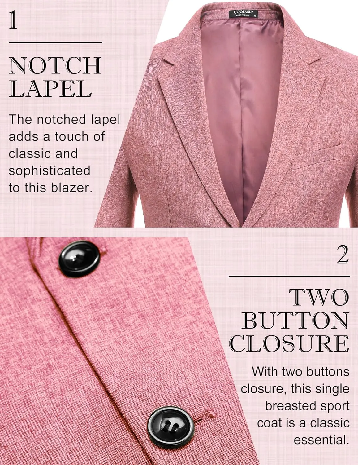 COOFANDY Men's Blazer Casual Slim Fit Sport Coats Two Button Lightweight Suit Jacket
