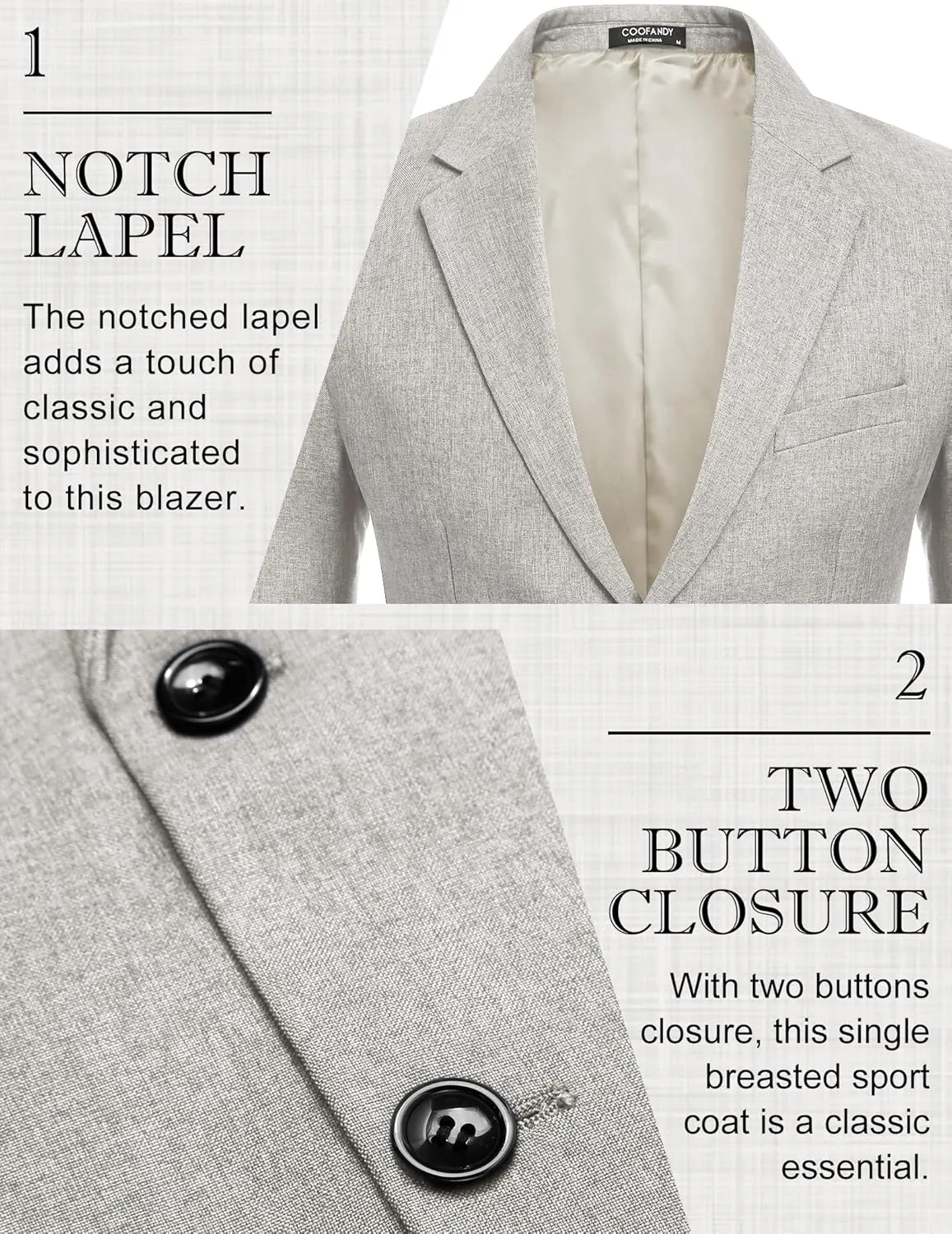 COOFANDY Men's Blazer Casual Slim Fit Sport Coats Two Button Lightweight Suit Jacket