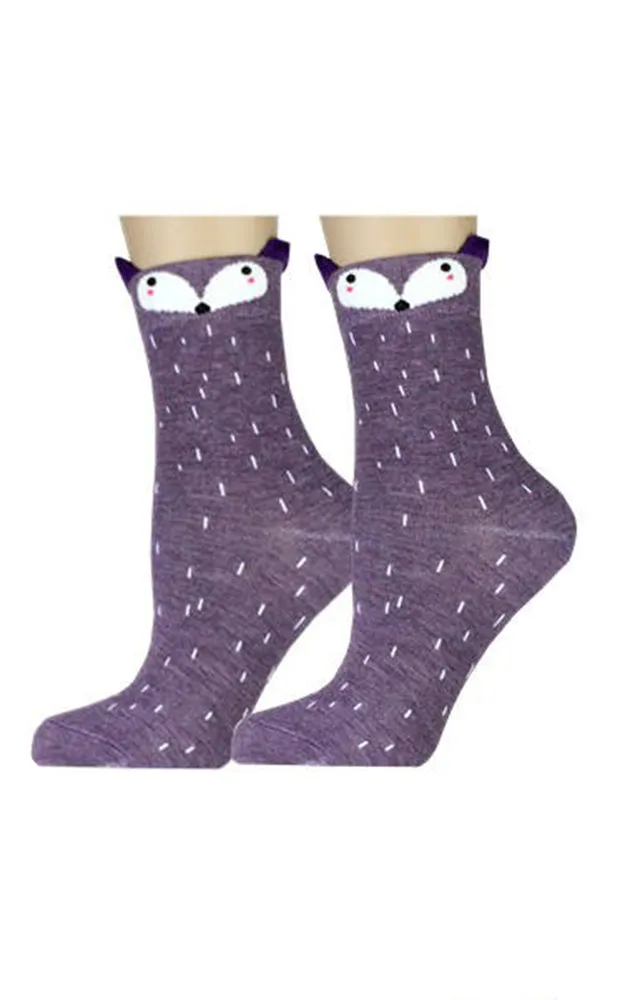 DB76140 Cute Fox Cartoon Cotton Casual Socks  (12prs Pack)
