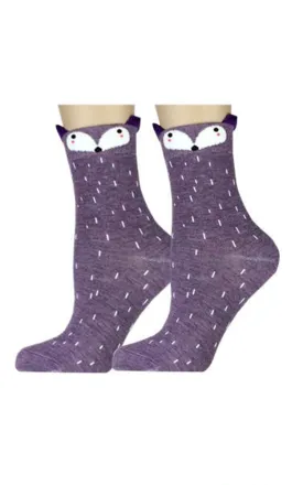 DB76140 Cute Fox Cartoon Cotton Casual Socks  (12prs Pack)