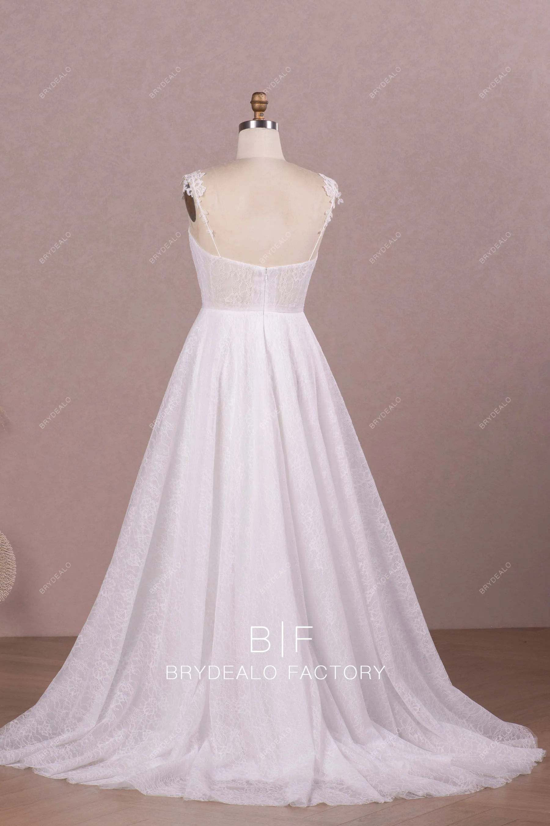 Elegant Chantilly Lace Illusion Corset Modern Long Wedding Dress