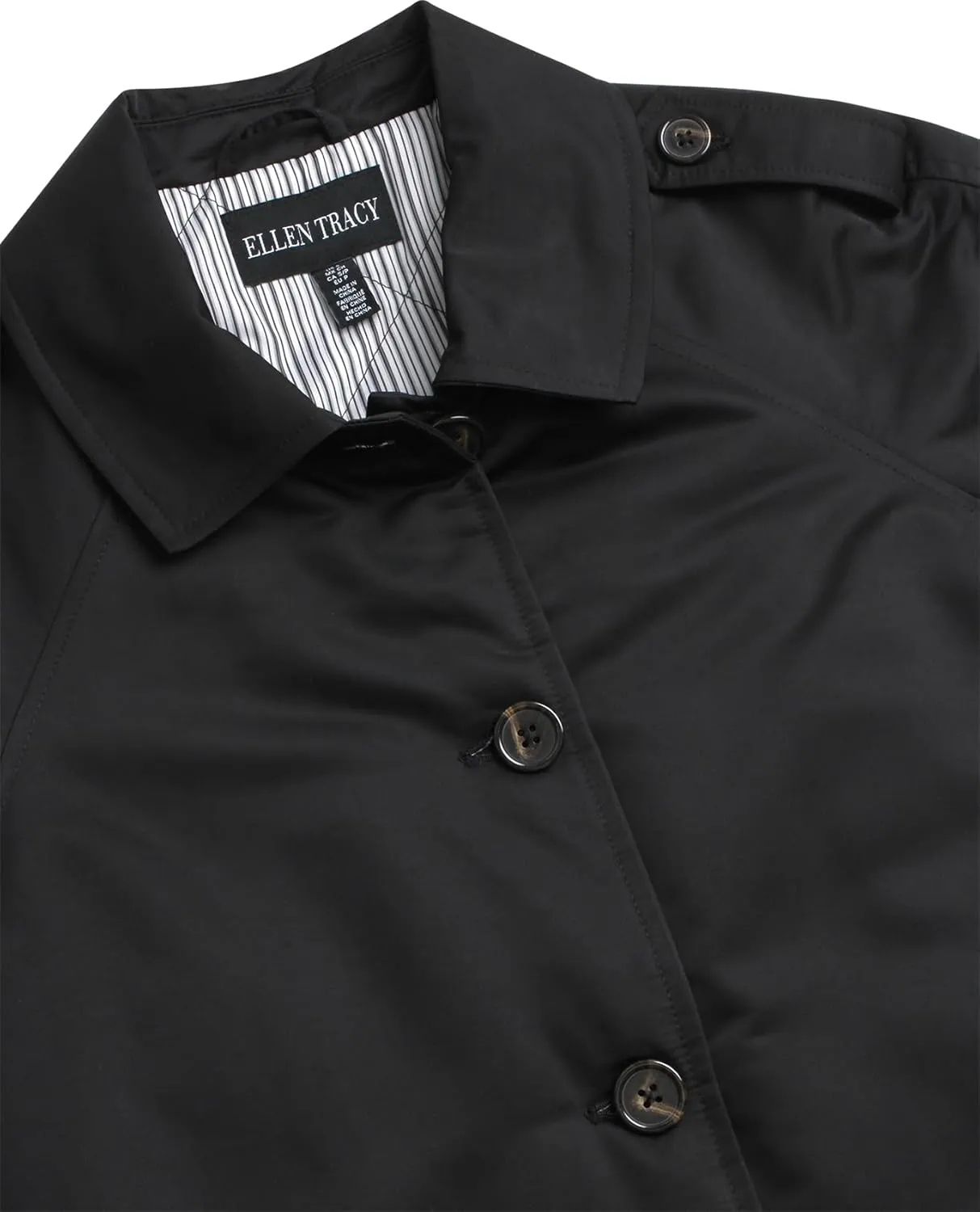 ELLEN TRACY Women's Trench Coat - Waist Belted Button Up Long Raincoat for Ladies (Sizes: S-XL)