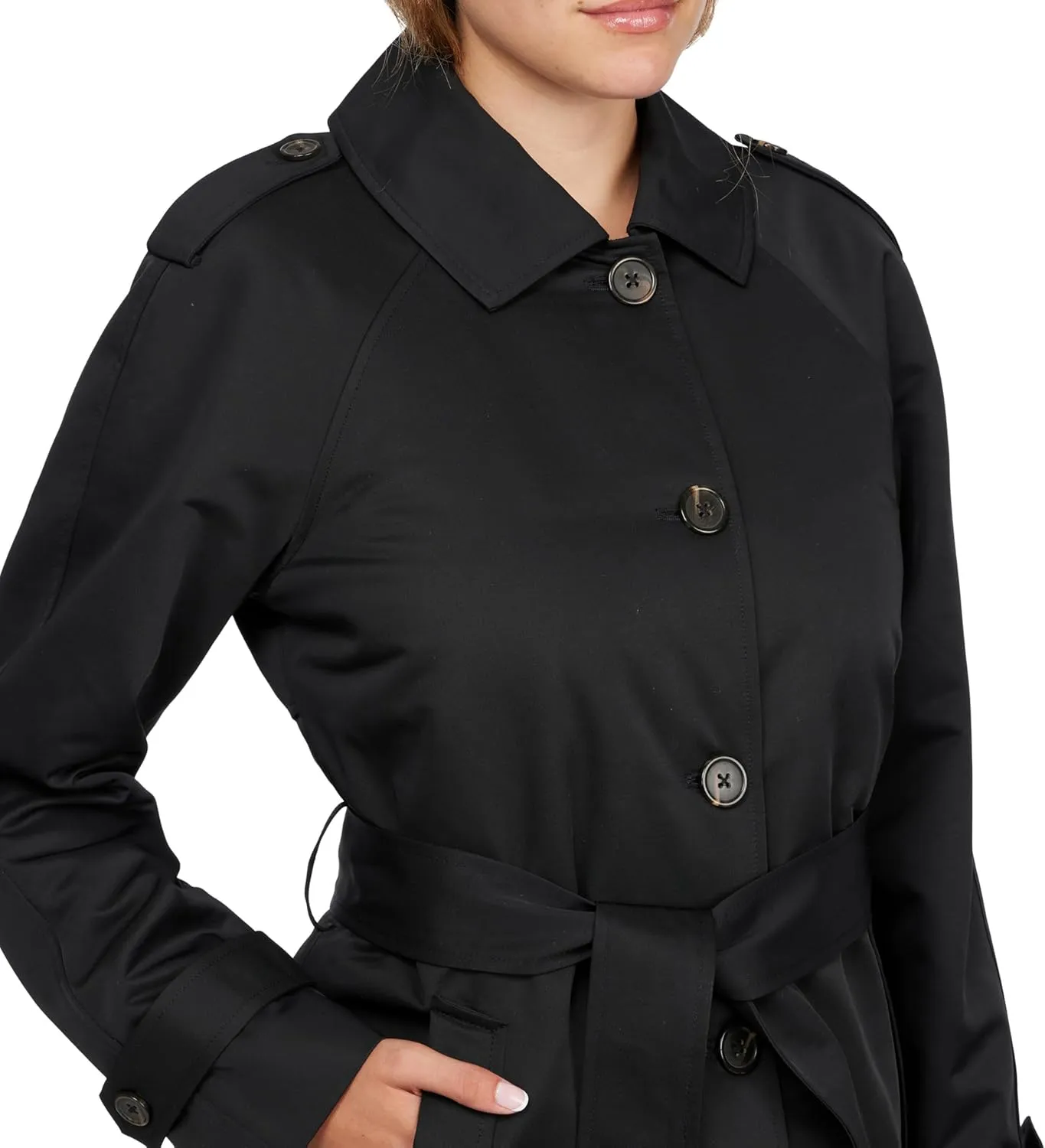 ELLEN TRACY Women's Trench Coat - Waist Belted Button Up Long Raincoat for Ladies (Sizes: S-XL)