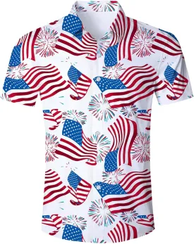 Fanient Mens Hawaiian Shirt Summer 3D Print Casual Short Sleeve Button Down Graphic Aloha Dress Shirts