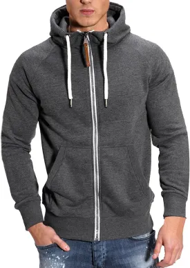 Fleece Hoodie for Men Fashion Raglan Sleeve Cardigan Top Full Zip Solid Color Fitness Sports Sweatshirts