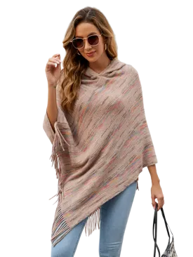 Fringe Hem Hooded Poncho