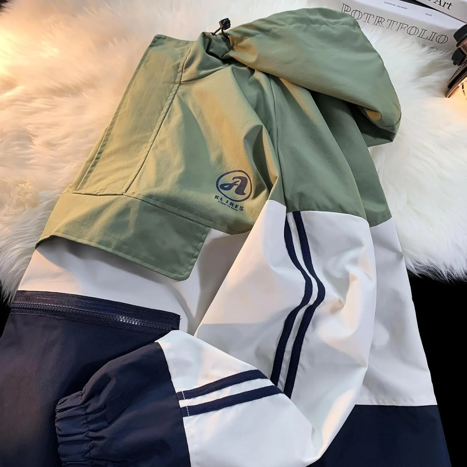 GURUNVANI Mens Color Blocked Anorak Jacket Half Zip Hooded Windbreaker Coat Unisex Outdoor Pullover Jacket