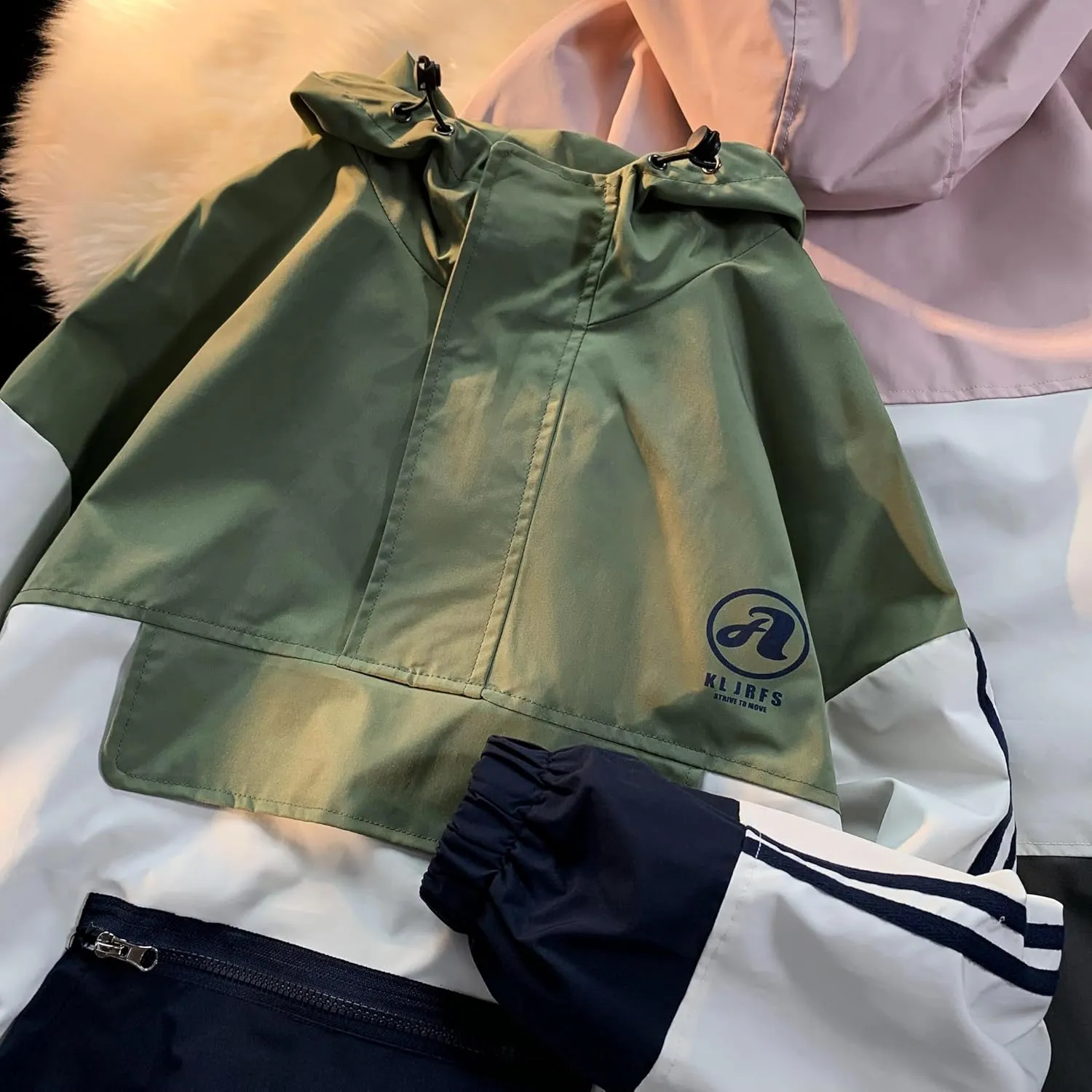 GURUNVANI Mens Color Blocked Anorak Jacket Half Zip Hooded Windbreaker Coat Unisex Outdoor Pullover Jacket