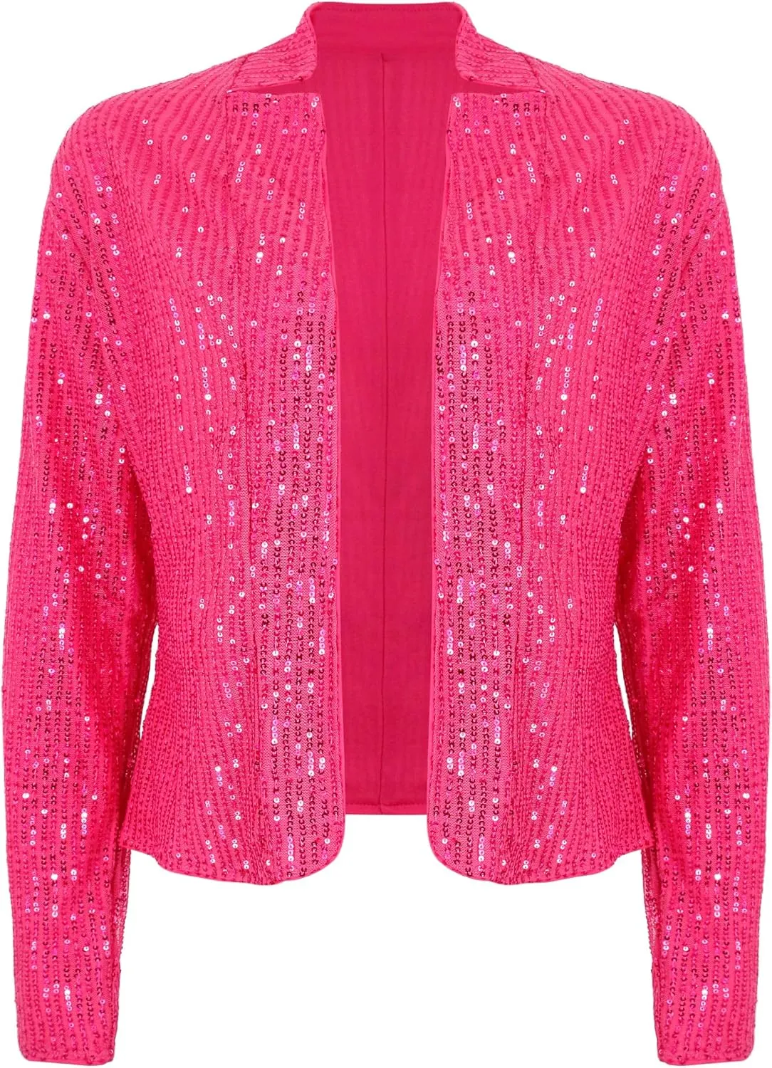 Haoohu Womens Sequin Short Jackets Long Sleeve Open Front Coat Glitter Blazer Casual Coat Party Clubwear