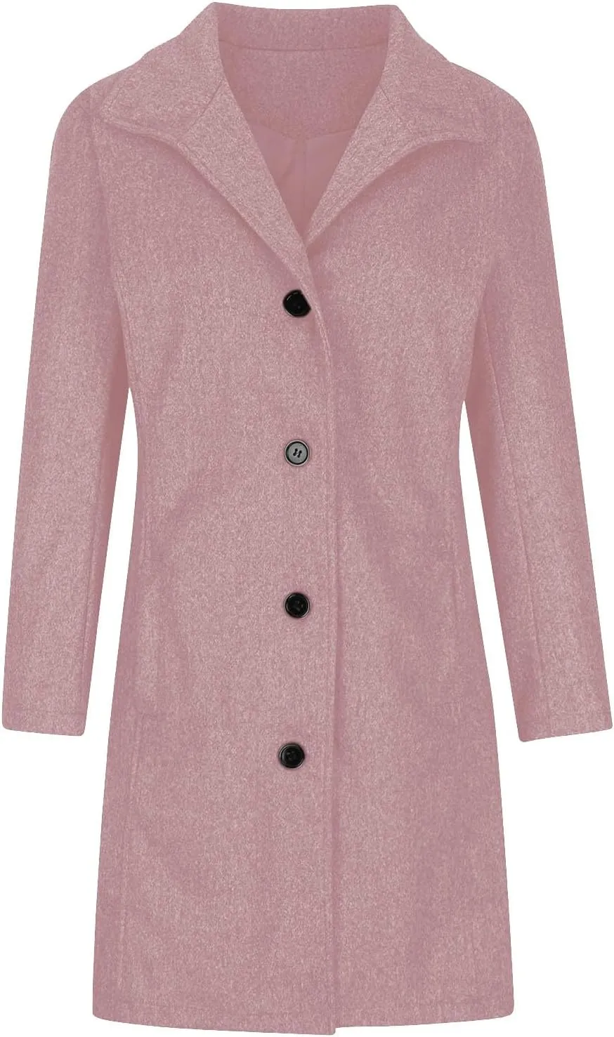 HGps8w Classic Single-Breasted Trench Coat for Women Dressy Wool Blend Winter Pea Coat Mid-Long Outerwear Jacket with Pockets