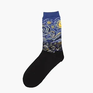 inDostyle harajuku Europe USA Washington starry night Venus Scream male Cupid Retro Art Oil Painting  Cotton women Men's Socks