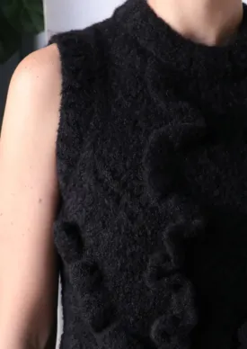 Knit Ruffle Vest - Black