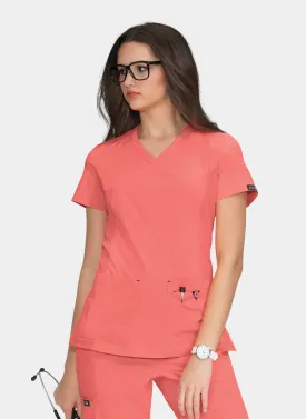 Koi Basics Katie Scrub Top -  Coral