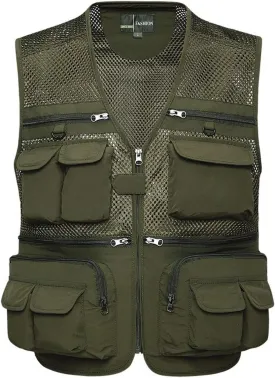 Lentta Men's Fishing Vest Summer Outdoor Lightweight Work Photo Vest 16 Pockets