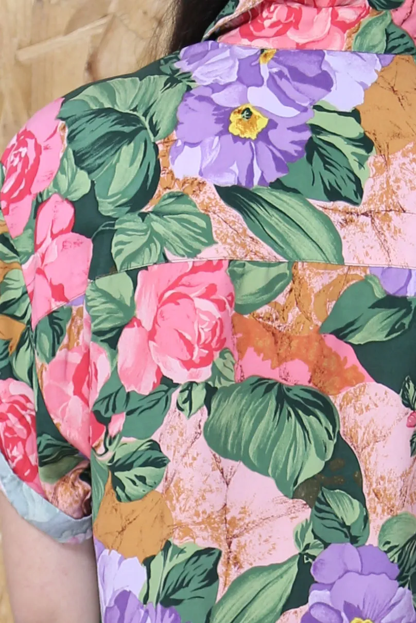 LOOT LABEL Cropped Tie Front Floral Blouse