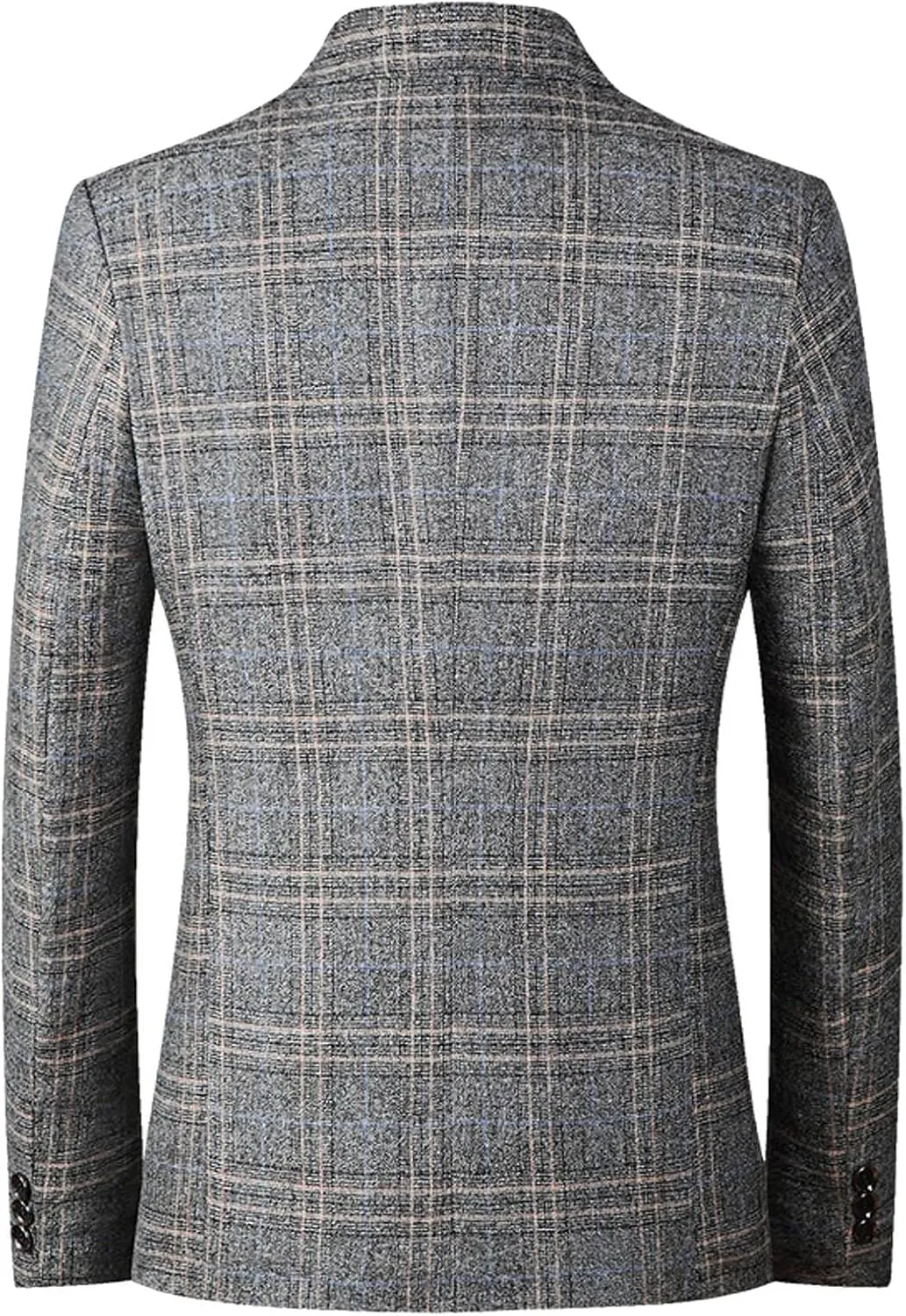 Mens Plaid Blazer Dinner Blazer Two Button Business Suit Jacket Casual Slim Fit Checkered Blazer for Men Wedding