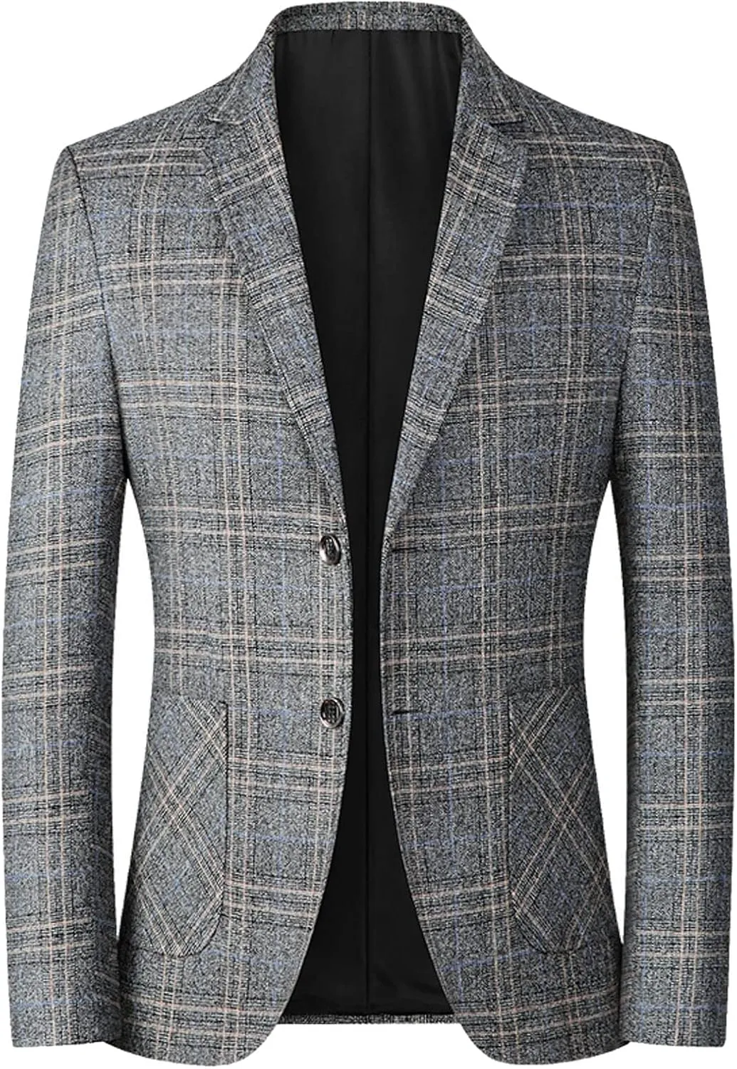 Mens Plaid Blazer Dinner Blazer Two Button Business Suit Jacket Casual Slim Fit Checkered Blazer for Men Wedding