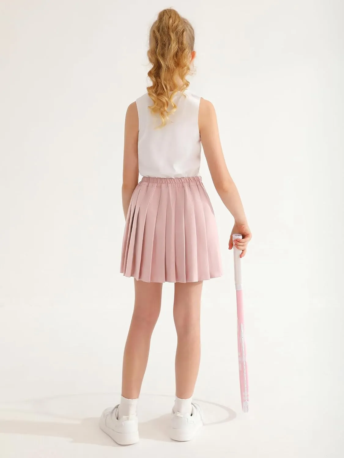 Patgoal Girls Pleated Skirt Tennis Athletic School Uniform Skirt Kids Teen Skorts with Shorts A-Line Skater 6-14 Years
