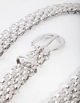 Rhodium Woven Chain Belt