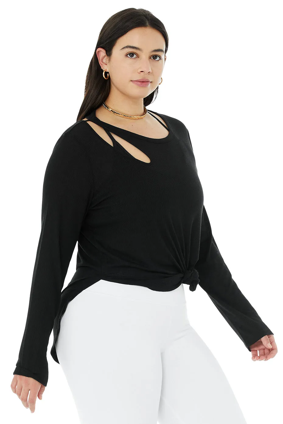 Ribbed Peak Long Sleeve - Black
