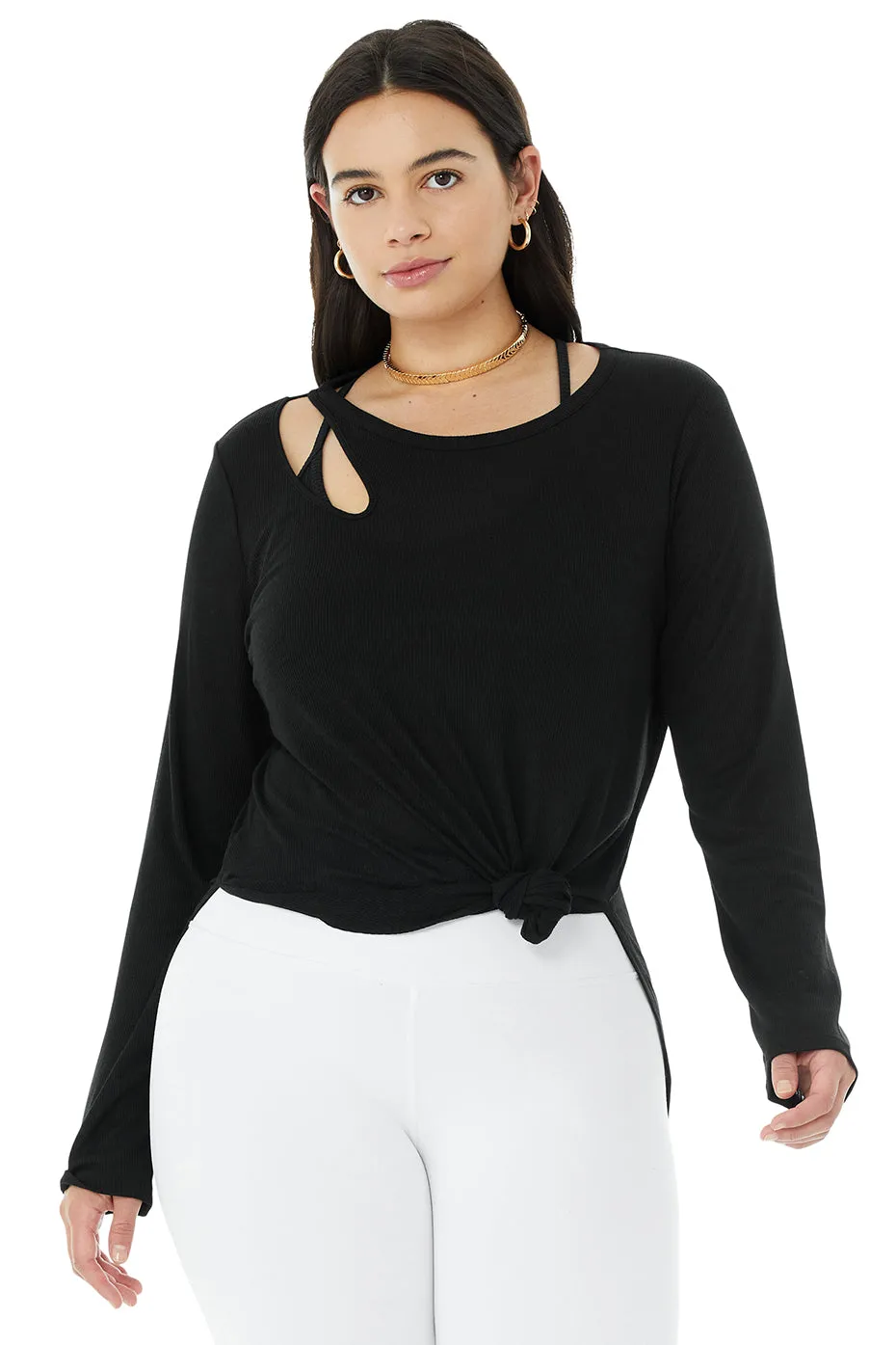 Ribbed Peak Long Sleeve - Black