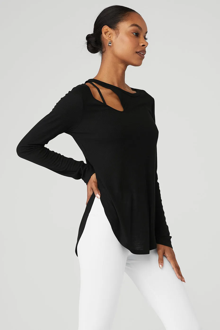 Ribbed Peak Long Sleeve - Black