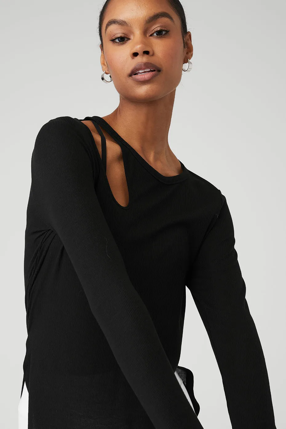 Ribbed Peak Long Sleeve - Black