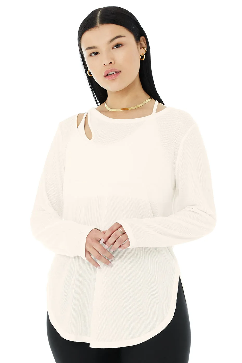 Ribbed Peak Long Sleeve - Ivory