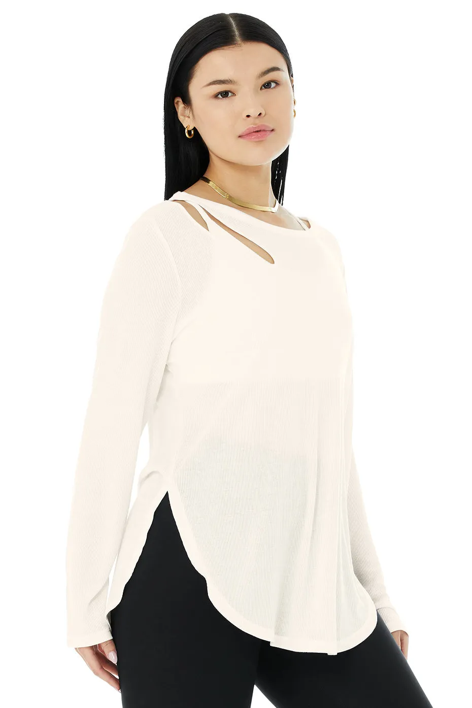 Ribbed Peak Long Sleeve - Ivory