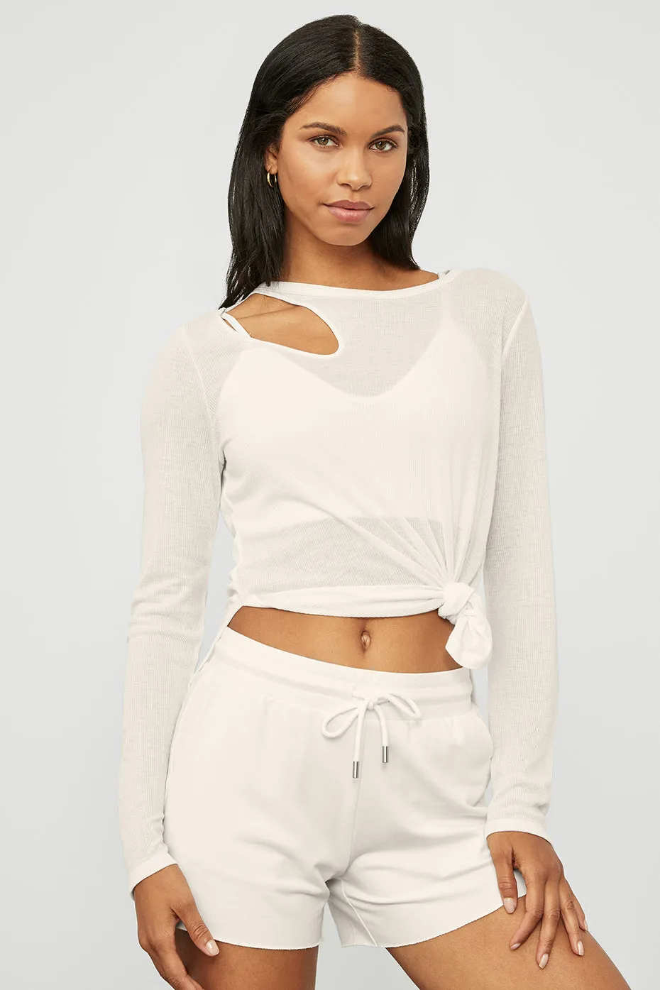Ribbed Peak Long Sleeve - Ivory