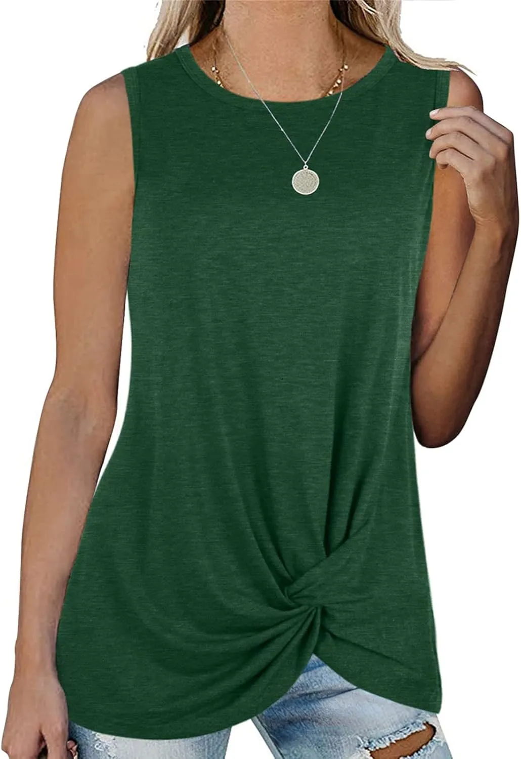 SAMPEEL Womens Tank Tops Twist Knot Summer Sleeveless