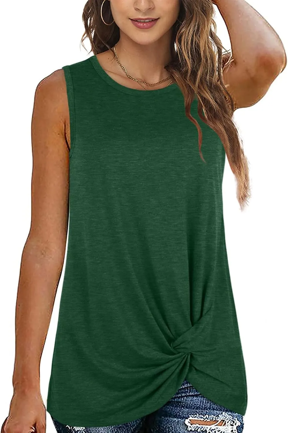 SAMPEEL Womens Tank Tops Twist Knot Summer Sleeveless