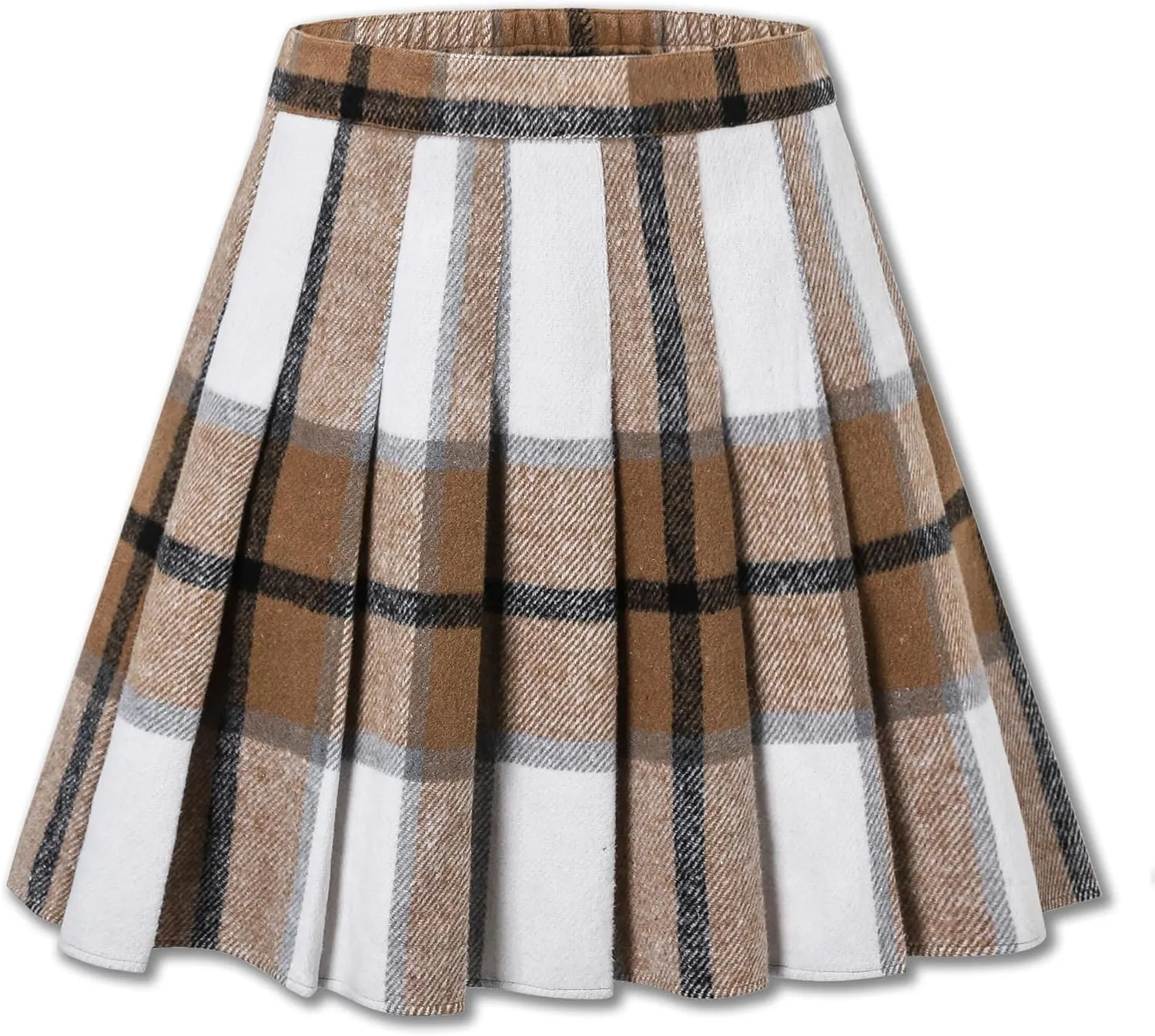 SANGTREE Girls Women's Woolen Pleated Skirt with Stretchy Band and Pockets for Winter, 2 Years - US 4XL
