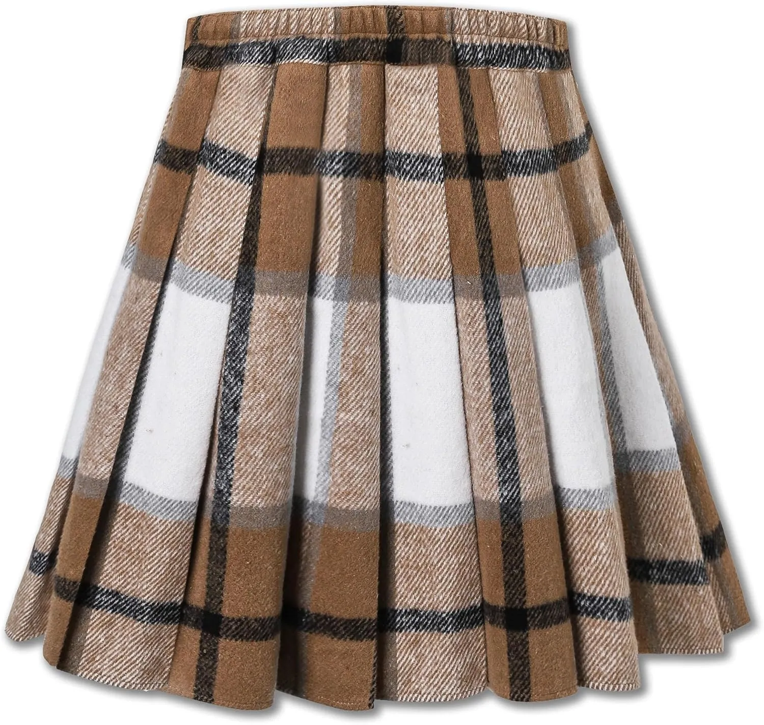 SANGTREE Girls Women's Woolen Pleated Skirt with Stretchy Band and Pockets for Winter, 2 Years - US 4XL