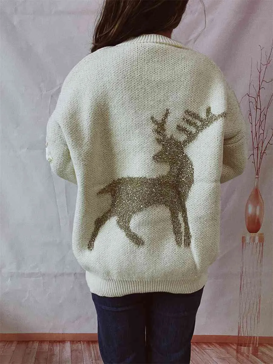 TEEK - Reindeer Textured Long Sleeve Sweater