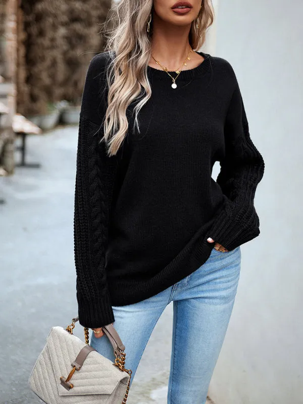 TEEK - Round Neck Long Sleeve Knitted Sweater