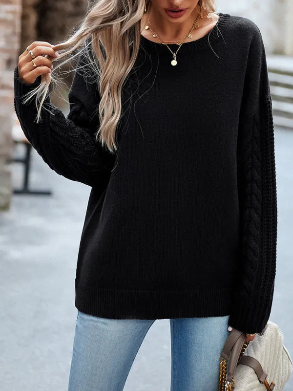 TEEK - Round Neck Long Sleeve Knitted Sweater