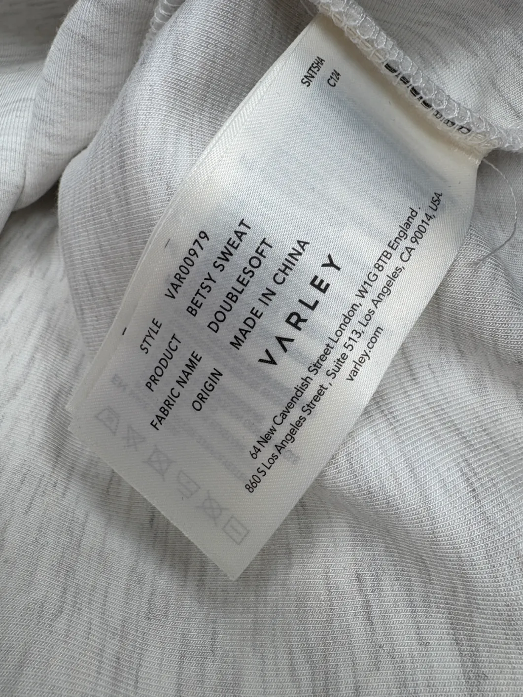Varley Grey DoubleSoft Betsy Sweatshirt UK S