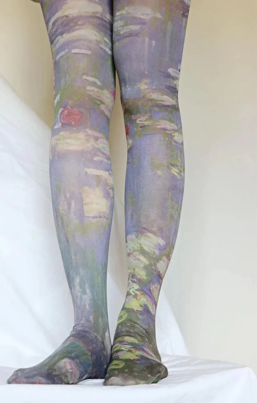 Water Lilies by Monet printed Art Tights