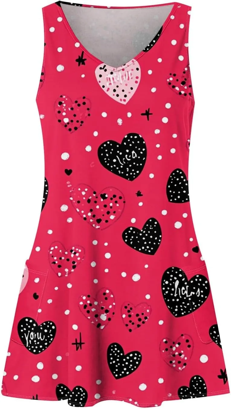 Women Summer Dresses V Neck 2025 Sundress Casual Beach Dress with Pocket Sleeveless Vacation Swimsuit Coverup