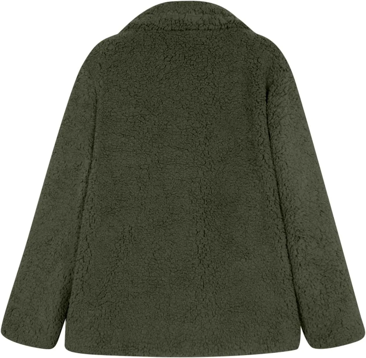 Womens Classic Trendy Solid Fleece Coat Double Breasted Long Sleeve Outwear Warm Loose Soft Overcoat Winter Clothes