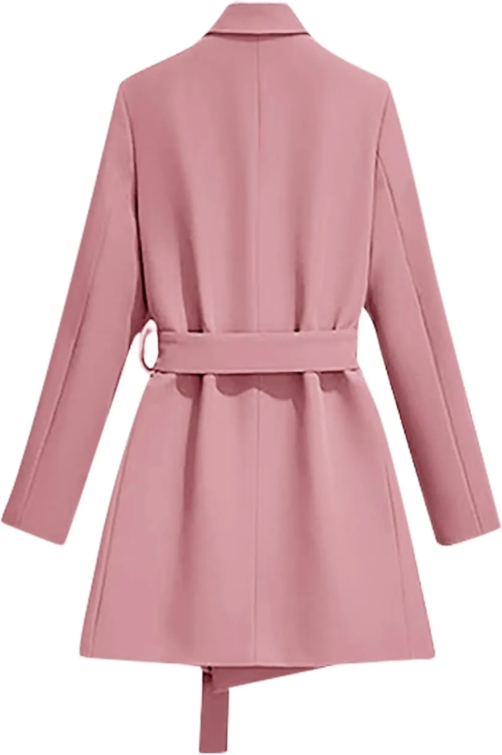 Womens Dressy Blazer Dress Casual Elegant Long Sleeve Lapel Formal Work Office Long Suit Strappy Belt Coat Jackets